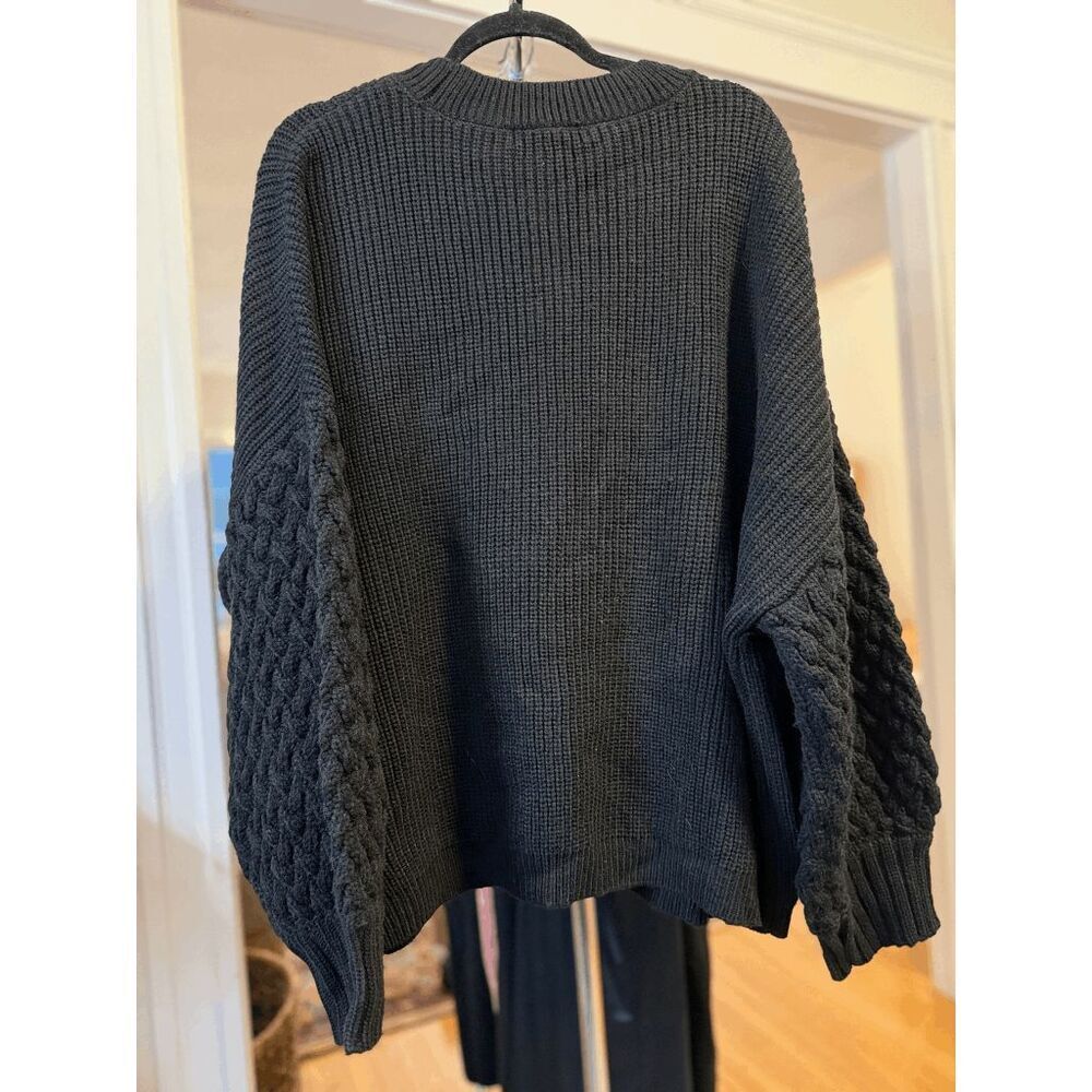 Sanctuary Sweater Plus Size 3X Black Chunky Cable Knit Pullover